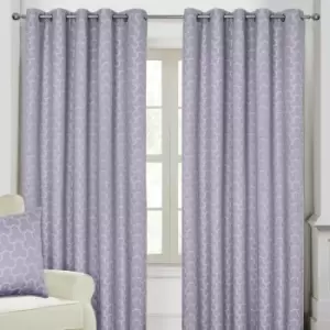 Image of Homecapes Lilac Geometric Jacquard Blackout Eyelet Curtain Pair, 65x 90'