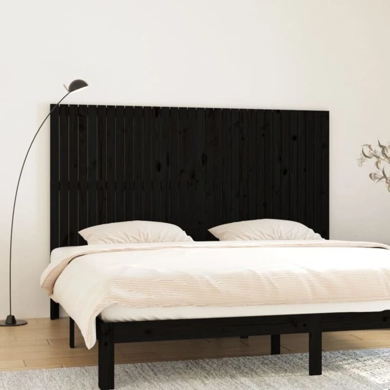 Image of VIDAXL Wall Headboard Black 204x3x110cm Solid Wood Pine Vidaxl 8720845686505