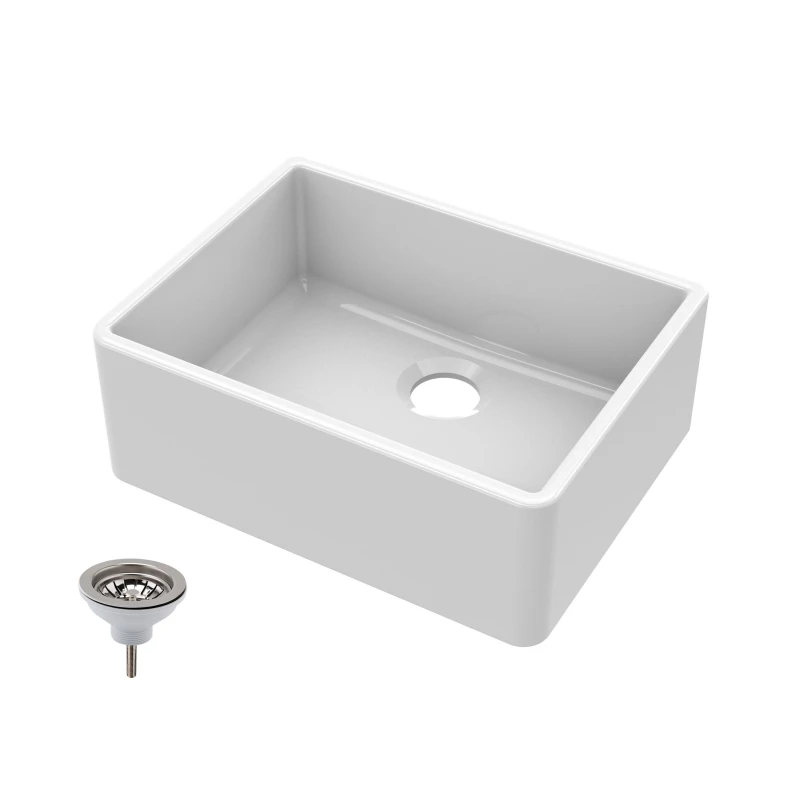 Image of Balterley 1 Bowl Fireclay Butler Sink Central Waste 595x450x220mm Silver