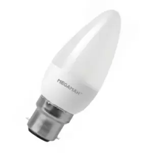 Image of Led Candle 3.5W BC-B22d (25W Equivalent) 2800K Warm White Opal 250lm bc Bayonet B22 Frosted Light Bulb - Megaman