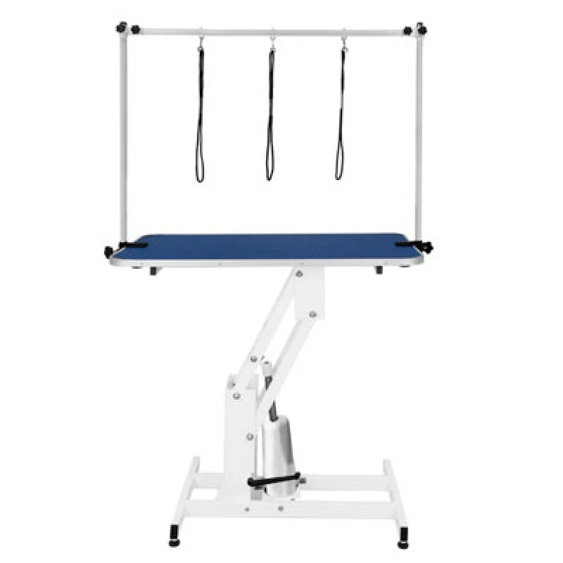 Image of Monster Shop White Hydraulic Grooming Table - Blue Table Top, Blue 212303