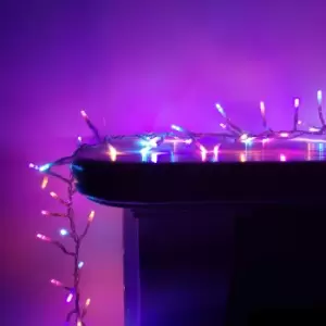 Image of 960 LED 12m Premier Cluster Indoor Outdoor Multi Function Mains Operated Christmas Lights with Timer on Clear Cable in Rainbow