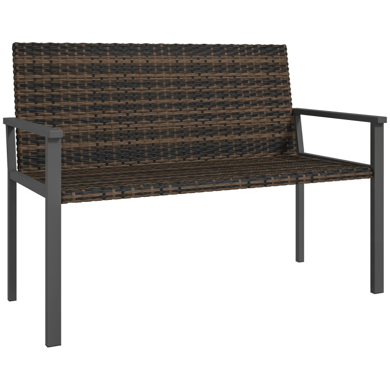 Image of Outsunny Rattan Garden Bench Loveseat with Quick-Drying Padding - Mixed Brown TJ Hughes 5063603223400
