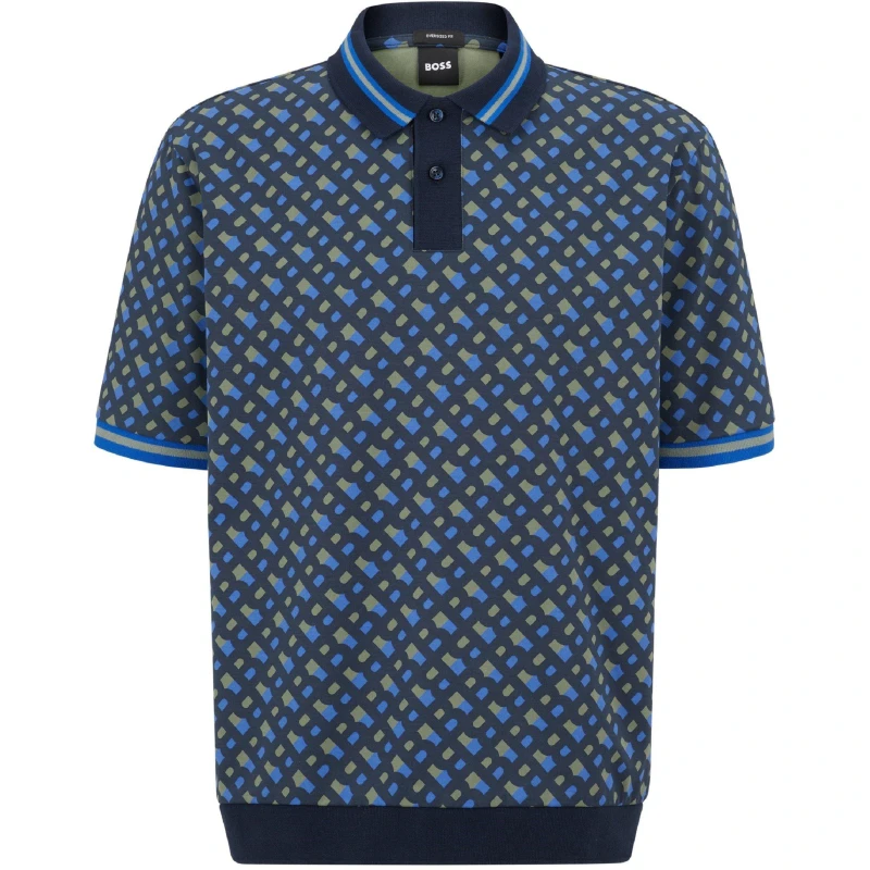 Image of Boss Mens Parler Short Sleeve Polo Shirt Dark Blue male S