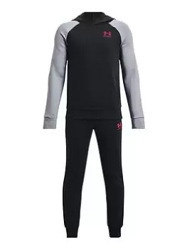 Image of Under Armour Rival Fleece Suit Older Boys-Black/Grey, Size S=7-8 Years