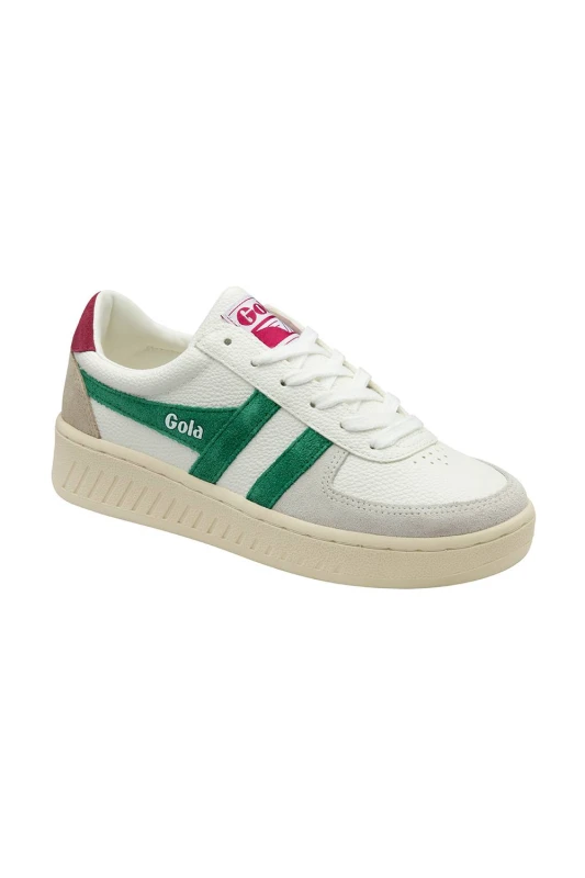 Image of Gola Classics Womens 'Grandslam Trident' Lace-Up Trainers in White Size: 6 White Female 6