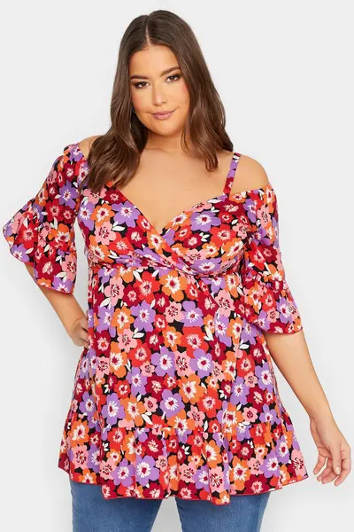 Image of Yours Cold Shoulder Top Purple