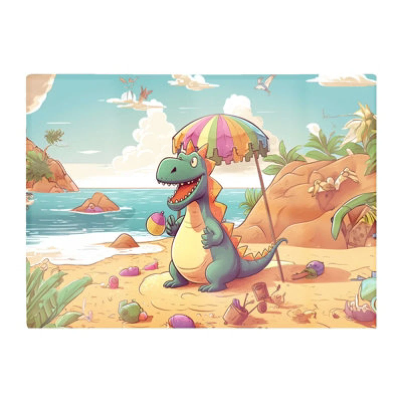 Image of Warren Reed Designer Dragon On A Beach Holiday Glass Chopping Board