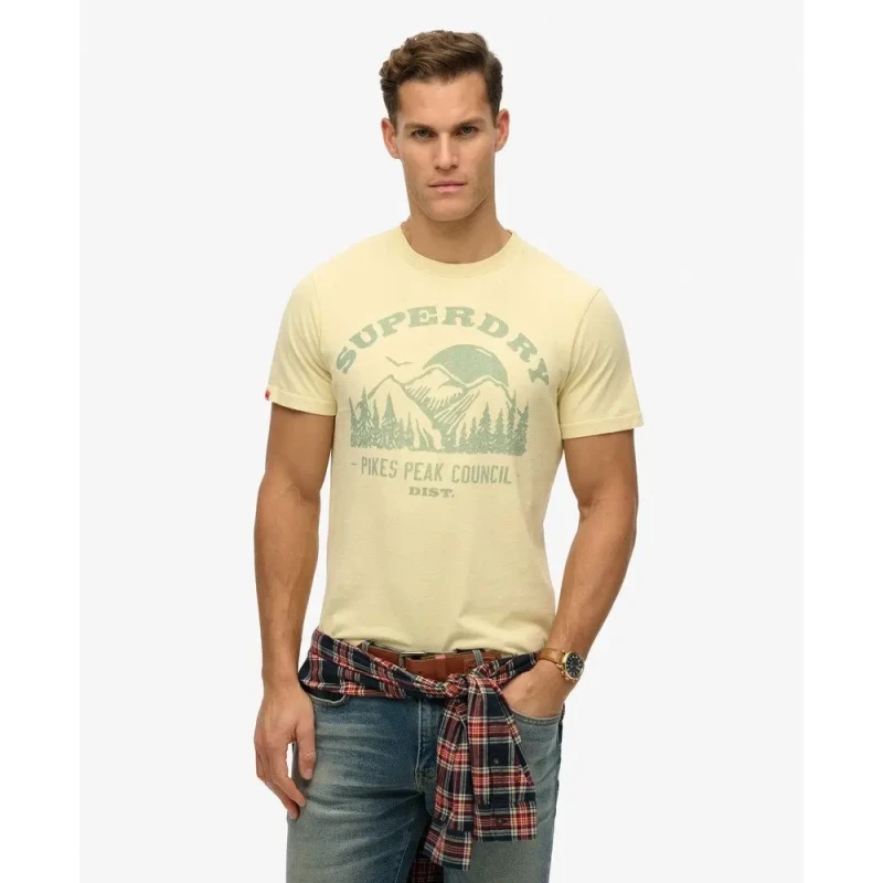 Image of Superdry T-Shirt Superdry Lo-fi Outdoor Mono Jaune Unisex S