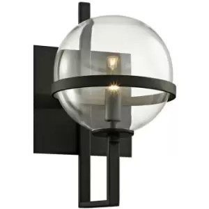 Image of Elliot 1 Light Wall Sconce Textured Black, Glass