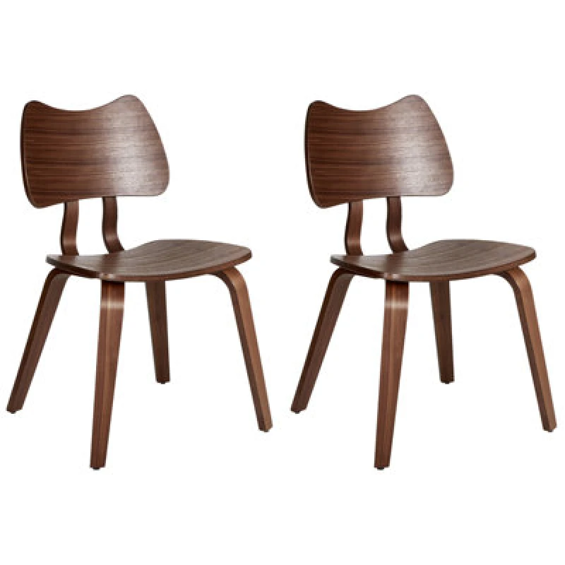 Image of Beliani Set Of 2 Dining Chairs Diana Wood Dark Brown