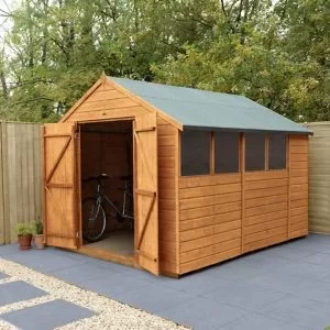 Image of Forest Garden 10X8 Apex Dip Treated Shiplap Shed With Floor Golden Brown