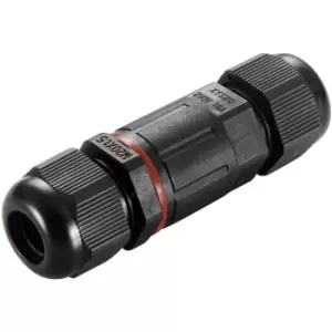 Image of Inline IP68 Straight Connector - Three Way Terminal Block - Black Nylon