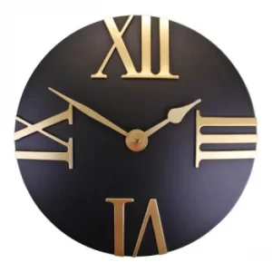 Image of Black And Gold Wall Clock, 30cm