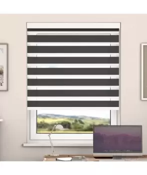 Image of Steel Grey Day And Night Zebra Roller Blind with Cassette