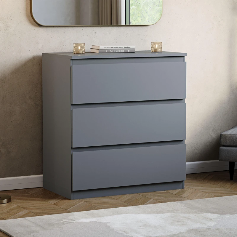 Image of Lassic Vida Designs Denver 3 Drawer Chest Grey unisex 3 Drawer