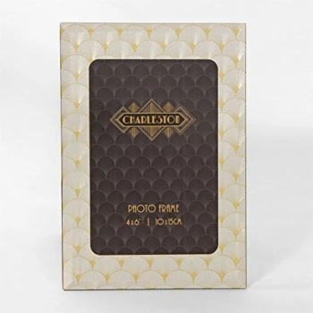 Image of 4" x 6" - Charleston Glass Photo Frame with Gold Fan Design