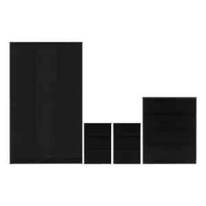Image of Seconique Malvern 3 Door Wardrobe Bedroom Set - Black