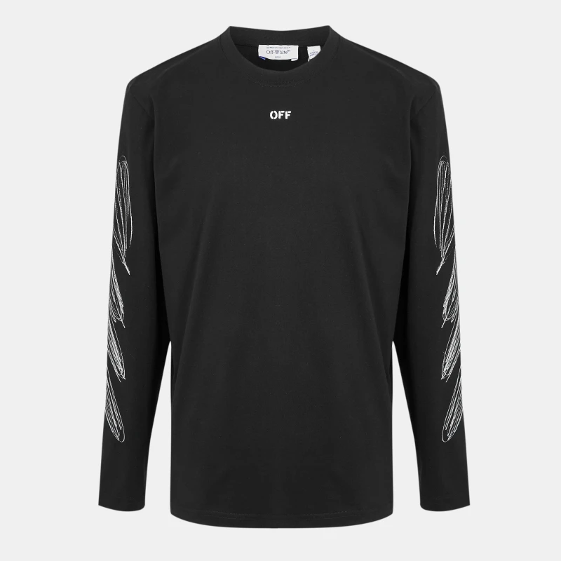 Image of Off White Mens Diags Skate Long Sleeve T-Shirt Black-White male XS