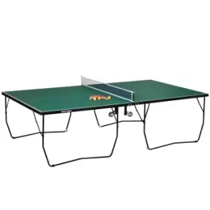 Image of SPORTNOW 9FT Outdoor Folding Table, Tennis Table, with 8 Wheels, for Indoor and Outdoor Use - Green
