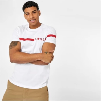Image of Jack Wills Budden Stripe Logo T-Shirt - White