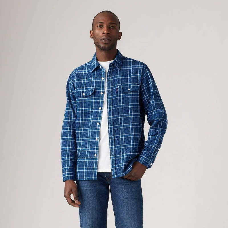 Image of Levis Plaid Worker Shirt - Blue Blue L