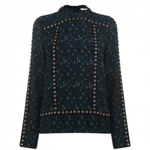 Image of Sofie Schnoor Studded Leopard Print Blouse - 3020 - DK Green