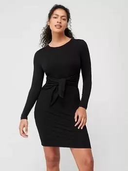 Image of Barbour International Woodvale Tie Waist Mini Dress - Black, Size 10, Women