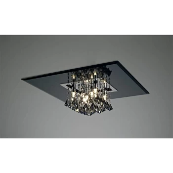 Image of Ceiling light Starda square 8 Bulbs G9 polished chrome / smoked Mirror / smoked crystal
