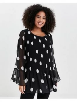 Image of Evans Pleat Spot Top - Black