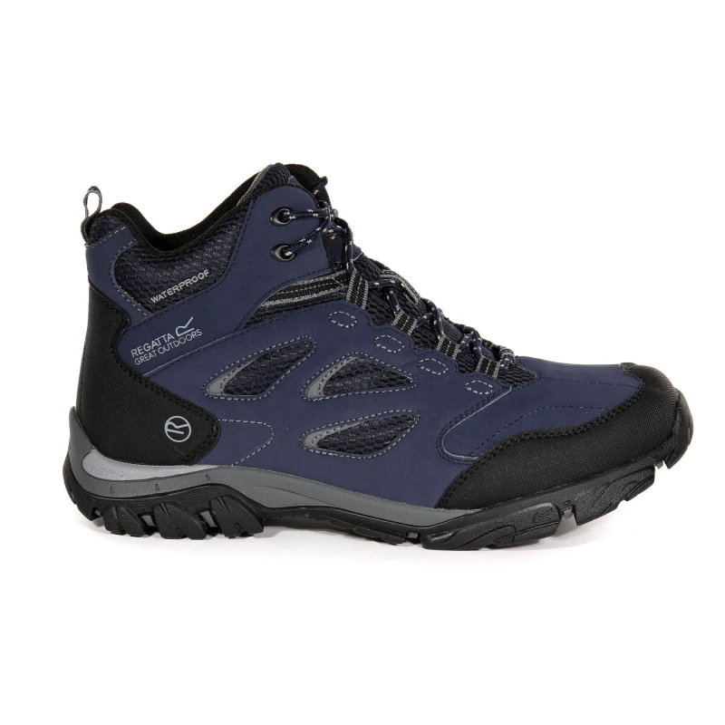 Image of Regatta Mens Holocombe IEP Mid Isotex Waterproof Fabric Walking Boots UK Size 11 (EU 46) Navy/Granite RMF573-1L6-11