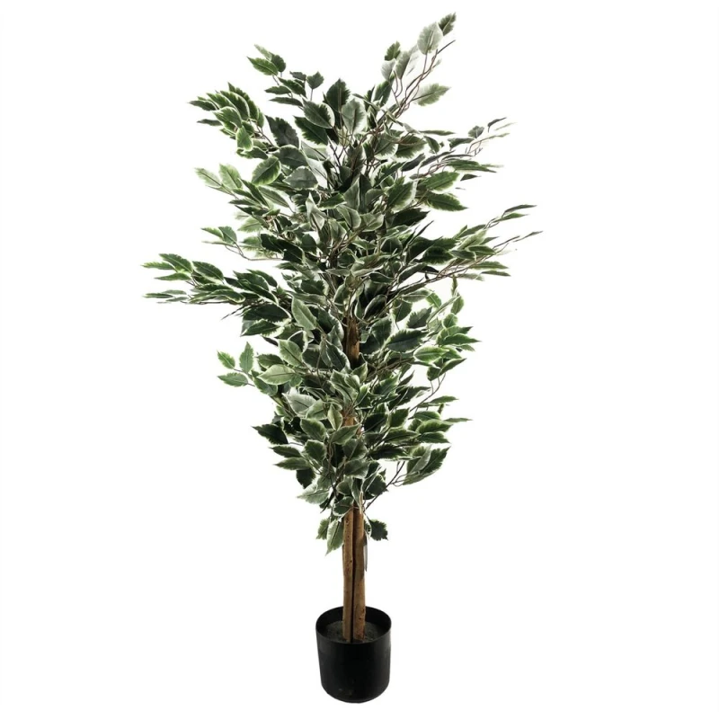 Image of Leaf Artificial Ficus Tree Plant White Edge Bushy 130cm Realistic House Plants Botanik Green