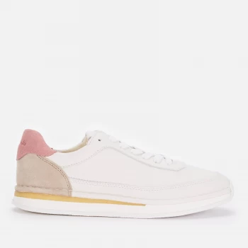 Image of Clarks Womens Craft Run Lace Trainers - White Rose Combi - UK 6
