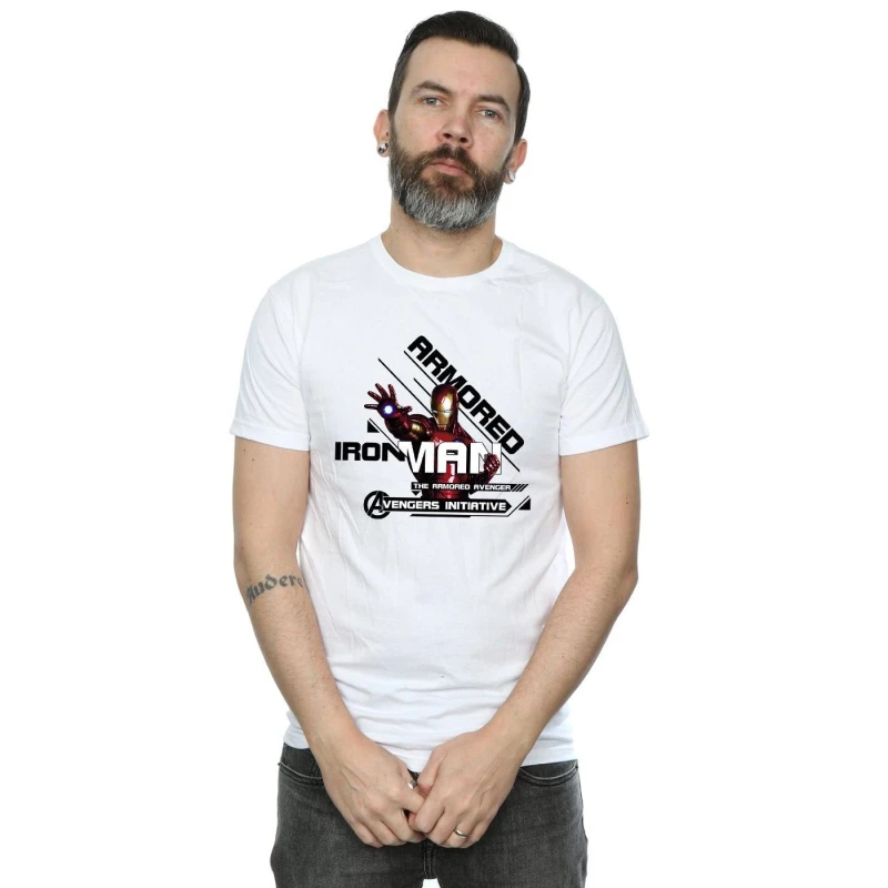 Image of Marvel Marvel Men Iron Man Armored Avenger T-Shirt in White Size: Small White S Male 5057245868709