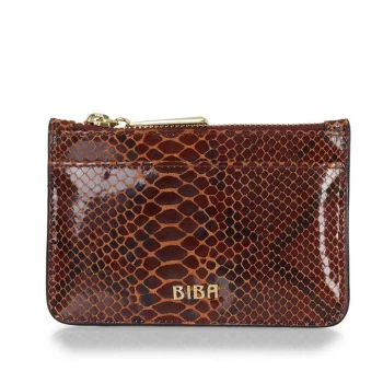 Image of Biba BIBA Leather Zip Top Coin Purse - Burgundy Snake