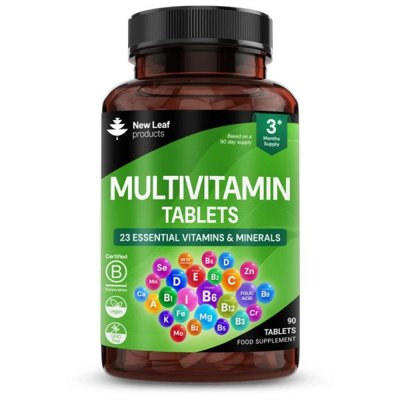 Image of New leaf health Multivitamin Supplements & Minerals - 26 Essential Vegan Vitamins High Strength 3 Month Supply Green unisex