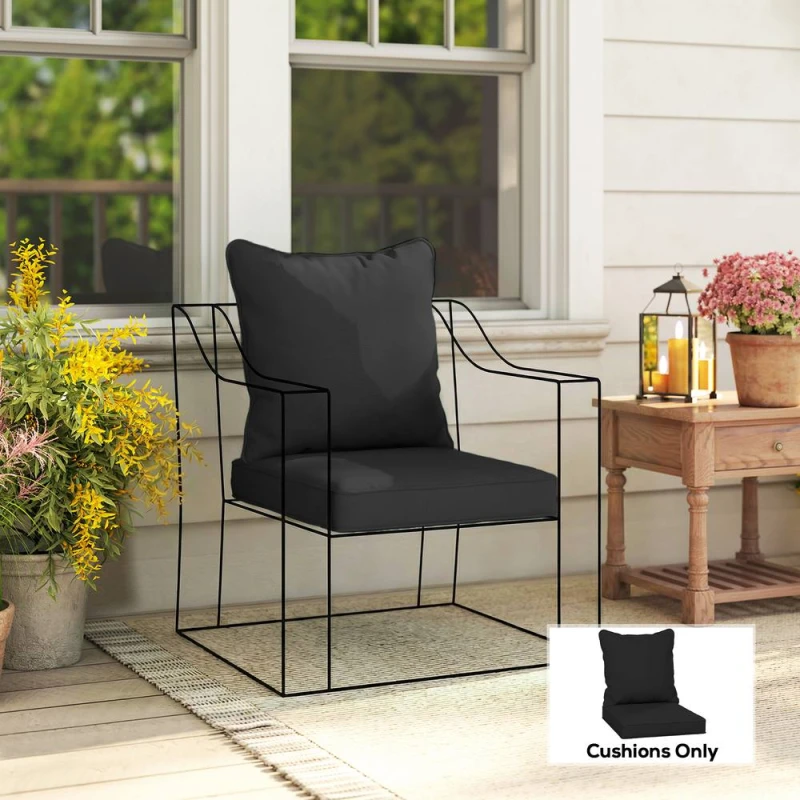 Image of OUTSUNNY Garden Chair Cushion with Seat & Back Pad, CUSHION ONLY in Black Unisex