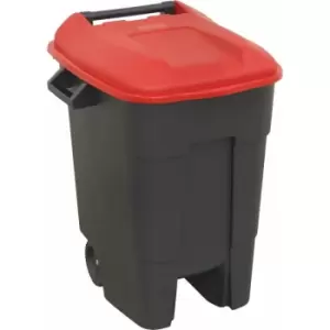 Image of 100 Litre Capacity Wheelie Bin - Solid Rear Axle - Two 200mm Wheels - Red