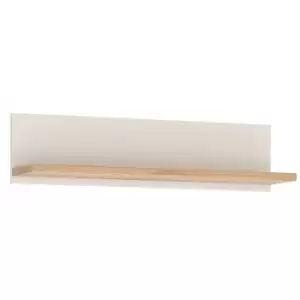 Image of Furniture To Go - 4Kids 81cm Wall Shelf in Light Oak - Light Oak and white High Gloss