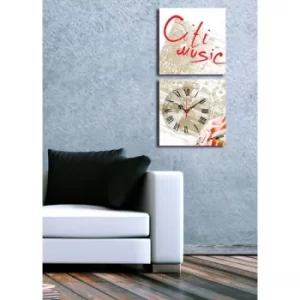 Image of 2P2828CS-14 Multicolor Decorative Canvas Wall Clock (2 Pieces)