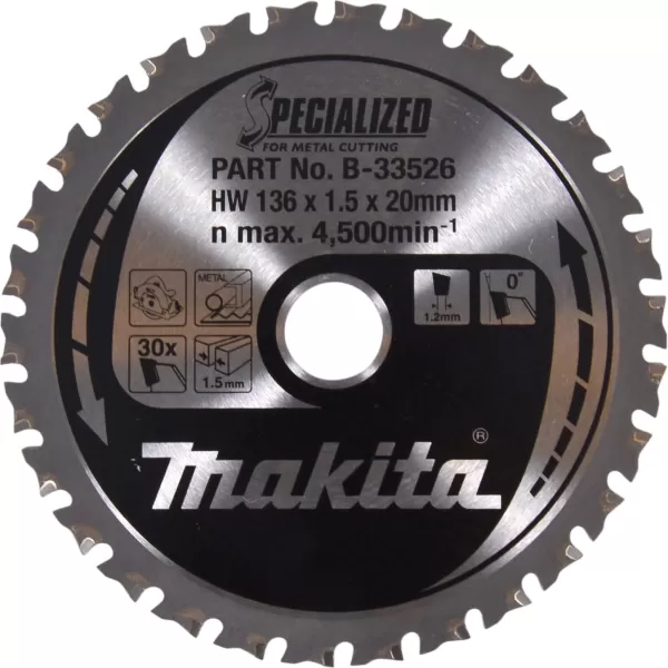 Image of Makita SPECIALIZED Circular Saw Blade for Metal Cutting 136mm 30T 20mm