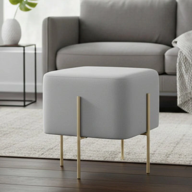 Image of Orsina Hayes Square Grey Velvet Stool