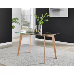 Image of Furniture Box Malmo Rectangle Glass and Wood Dining Table 4 Seat 120cm