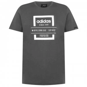 Image of adidas Label Linear Mens T-Shirt - DkGrey/White
