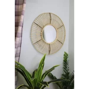 Image of Circular Natural Rattan Effect Mirror 70cm