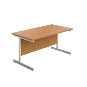 Image of 1400 X 800 Single Upright Rectangular Desk Nova Oak-White