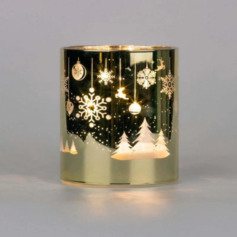 Image of Shatchi 12cm Christmas Decorated Vase LED Gold Glass Vase / Trees Gold