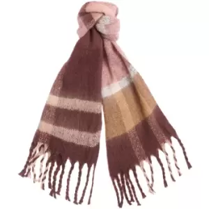 Image of Barbour Womens Isla Tartan Boucle Scarf Chocolate Tartan