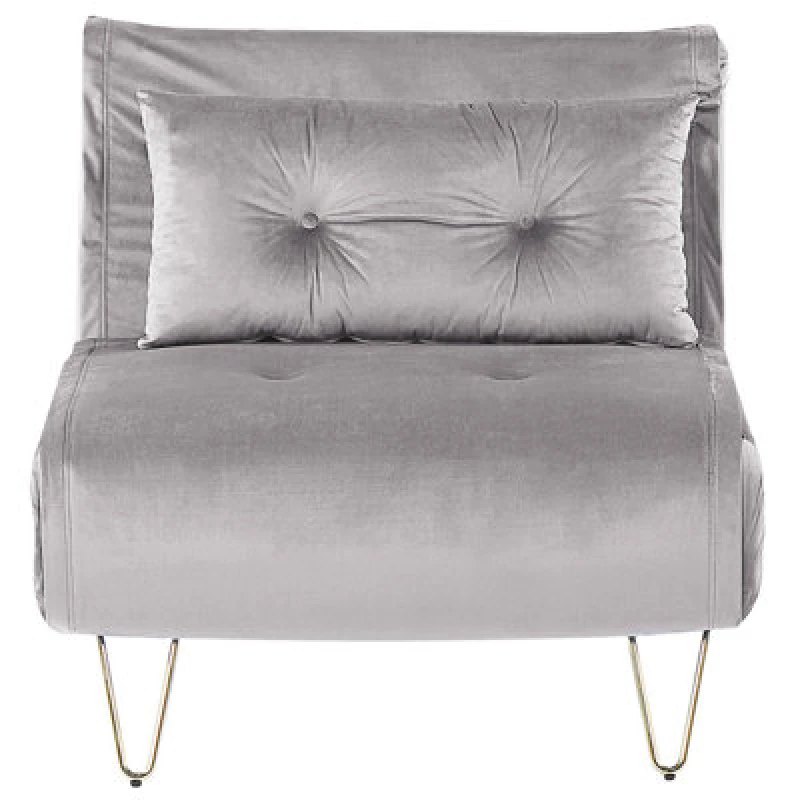 Image of Beliani Single Sofa Bed Vestfold Velvet Grey