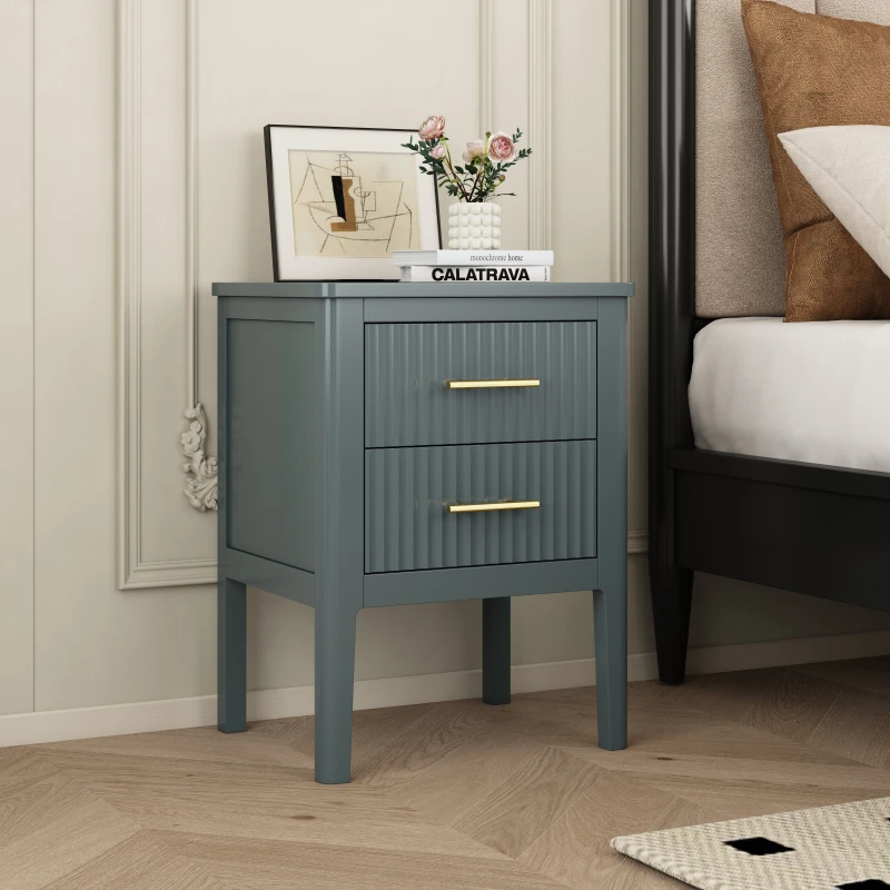 Image of Cabinet Bits Palau 2 Drawer Bedside Table in Grey Grey Unisex